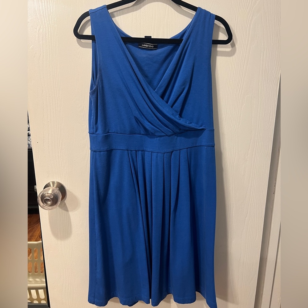 Lands' End Women's Asymmetrical Blue Dress